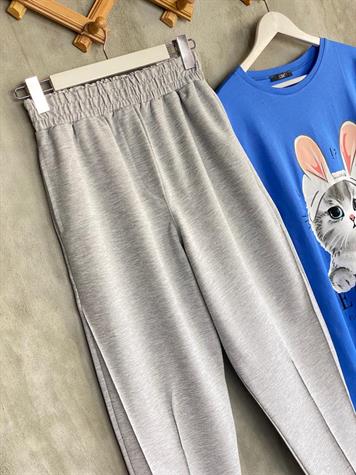 Yarı Çımalı Jogger Pantolon (Gri)
