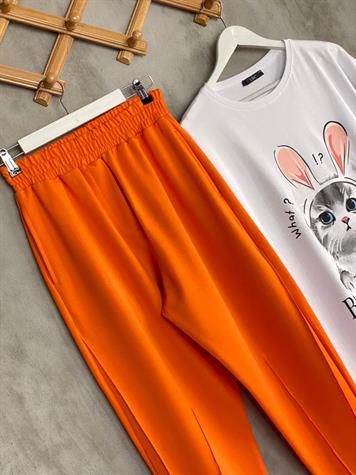 Yarı Çımalı Jogger Pantolon (Oranj)