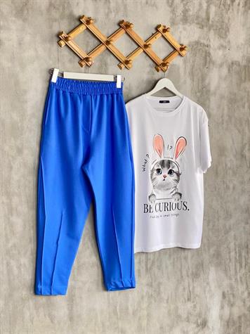 Yarı Çımalı Jogger Pantolon (Saks)