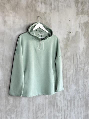 Yarım Fermuarlı Kapşonlu Sweat (Mint)