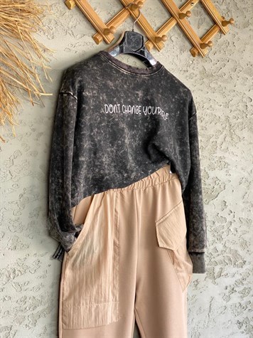 Yazı Baskılı Batik Sweat (Antrasit)