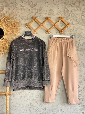 Yazı Baskılı Batik Sweat (Antrasit)