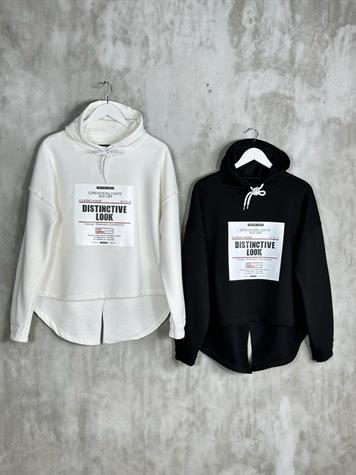 Yazı Baskılı Tasarım Model Kadın Sweat (Beyaz)