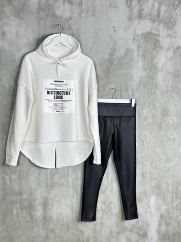 Yazı Baskılı Tasarım Model Kadın Sweat (Beyaz)