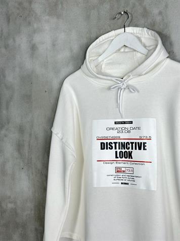 Yazı Baskılı Tasarım Model Kadın Sweat (Beyaz)