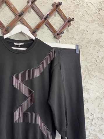Yıldız Model Zincir Detay Sweat (Siyah)