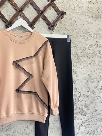 Yıldız Model Zincir Detay Sweat (Vizon)