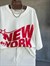 Yıldız New York Baskılı Oversize Tişört (Beyaz)