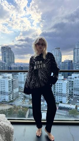 Yırtık Detaylı Oversize Triko Takım (Siyah)