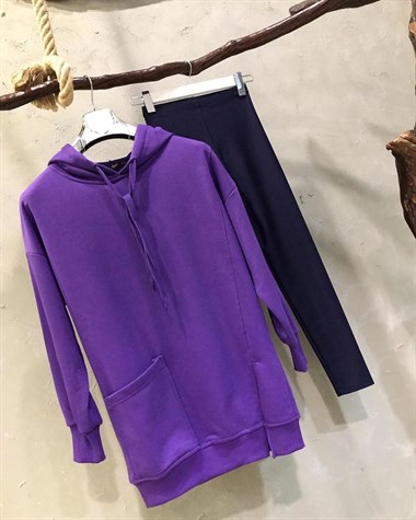 Yırtmaçlı Sweat (Mor&Siyah)