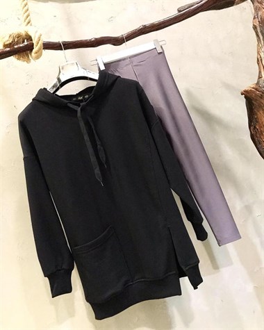 Yırtmaçlı Sweat (Mor&Siyah)
