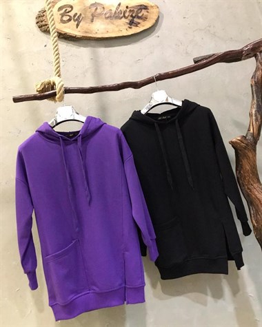 Yırtmaçlı Sweat (Mor&Siyah)