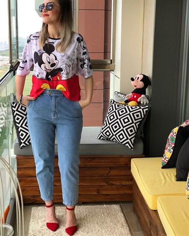 Yüksek Bel Beli Lastikli Havuç Kesim Jean