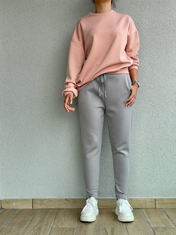 Yumoş Doku Arma Detaylı Sweat (Pudra)