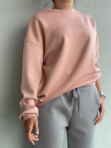 Yumoş Doku Arma Detaylı Sweat (Pudra)
