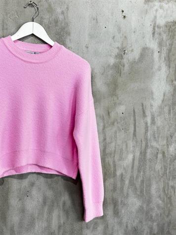 Yumoş Dokulu Bisiklet Yaka Kazak (Pembe)
