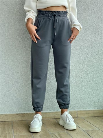 Yumuşak Doku Ekstra Yüksek Bel Jogger Pantolon (Antrasit)