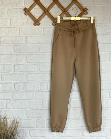 Yumuşak Dokulu Bilekten Lastikli Jogger Pantolon (BEJ)