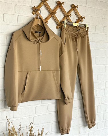 Yumuşak Dokulu Bilekten Lastikli Jogger Pantolon (BEJ)
