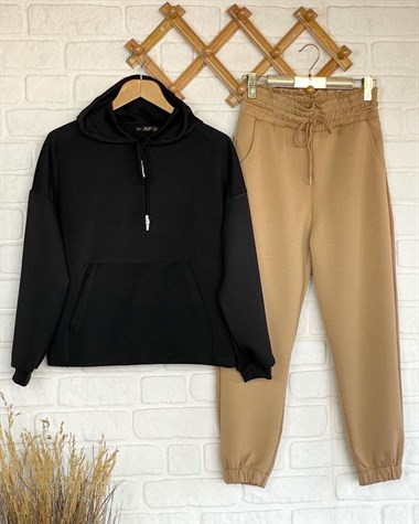 Yumuşak Dokulu Bilekten Lastikli Jogger Pantolon (BEJ)
