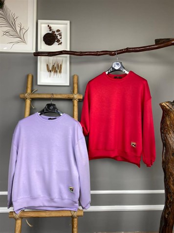 Yumuşak Dokulu Esnek Sweatshirt (LİLA & KIRMIZI)