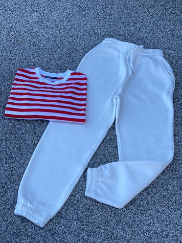 Yumuşak Dokulu Joggıng Eşofman(Beyaz)