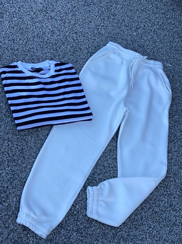 Yumuşak Dokulu Joggıng Eşofman(Beyaz)