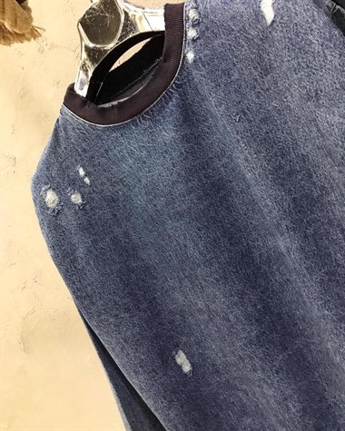 Yuvarlak Yaka Kot Sweat