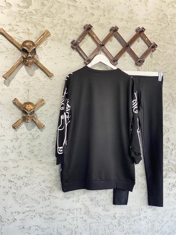 Yüz Baskılı Tunik Sweat (Siyah)