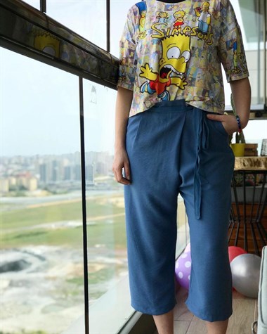 Zarf Model Pamuk Keten Kumaş Pantolon (İNDİGO)