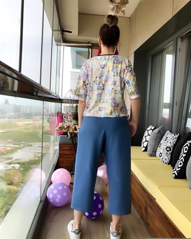 Zarf Model Pamuk Keten Kumaş Pantolon (İNDİGO)