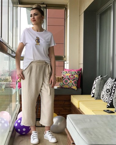 Zarf Model Pamuk Keten Kumaş Pantolon (BEJ)