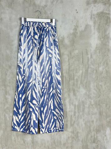 Zebra Desen Bol Paça Lurex Kumaş Pantolon (İndigo)