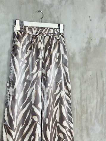 Zebra Desen Bol Paça Lurex Kumaş Pantolon (Kahve)