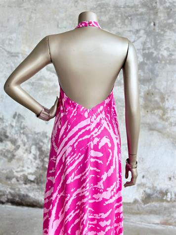 Zebra Desen Halter Yaka Elbise (Pembe)