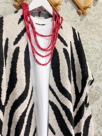 Zebra Desen Yumoş Hırka (Siyah)