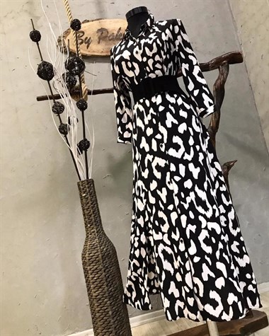 Zebra Desenli Gömlek Elbise