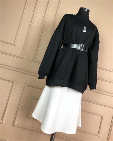 Zebra Nakışlı Sweatshirt (SİYAH)