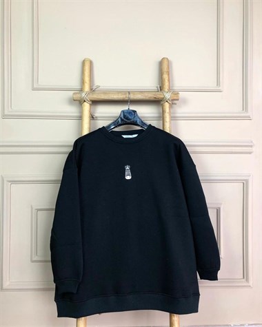 Zebra Nakışlı Sweatshirt (SİYAH)