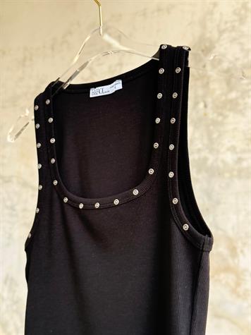 Zımba Detaylı Kare Yaka Atlet (Siyah)