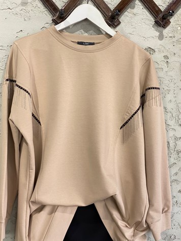 Zincirli Tunik Sweat (Bej)