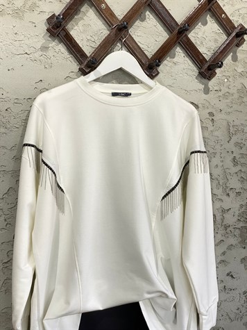 Zincirli Tunik Sweat (Beyaz)