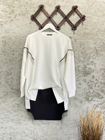 Zincirli Tunik Sweat (Beyaz)