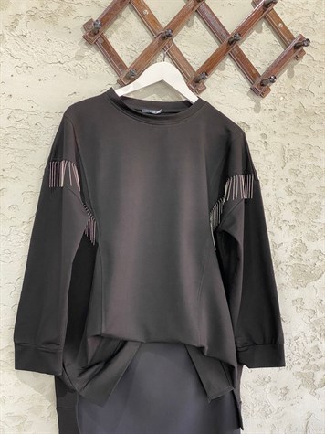 Zincirli Tunik Sweat (Siyah)
