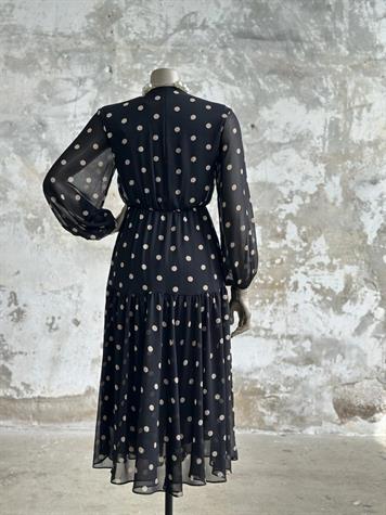 ZR Model Puantiyeli Şifon Elbise (Siyah)