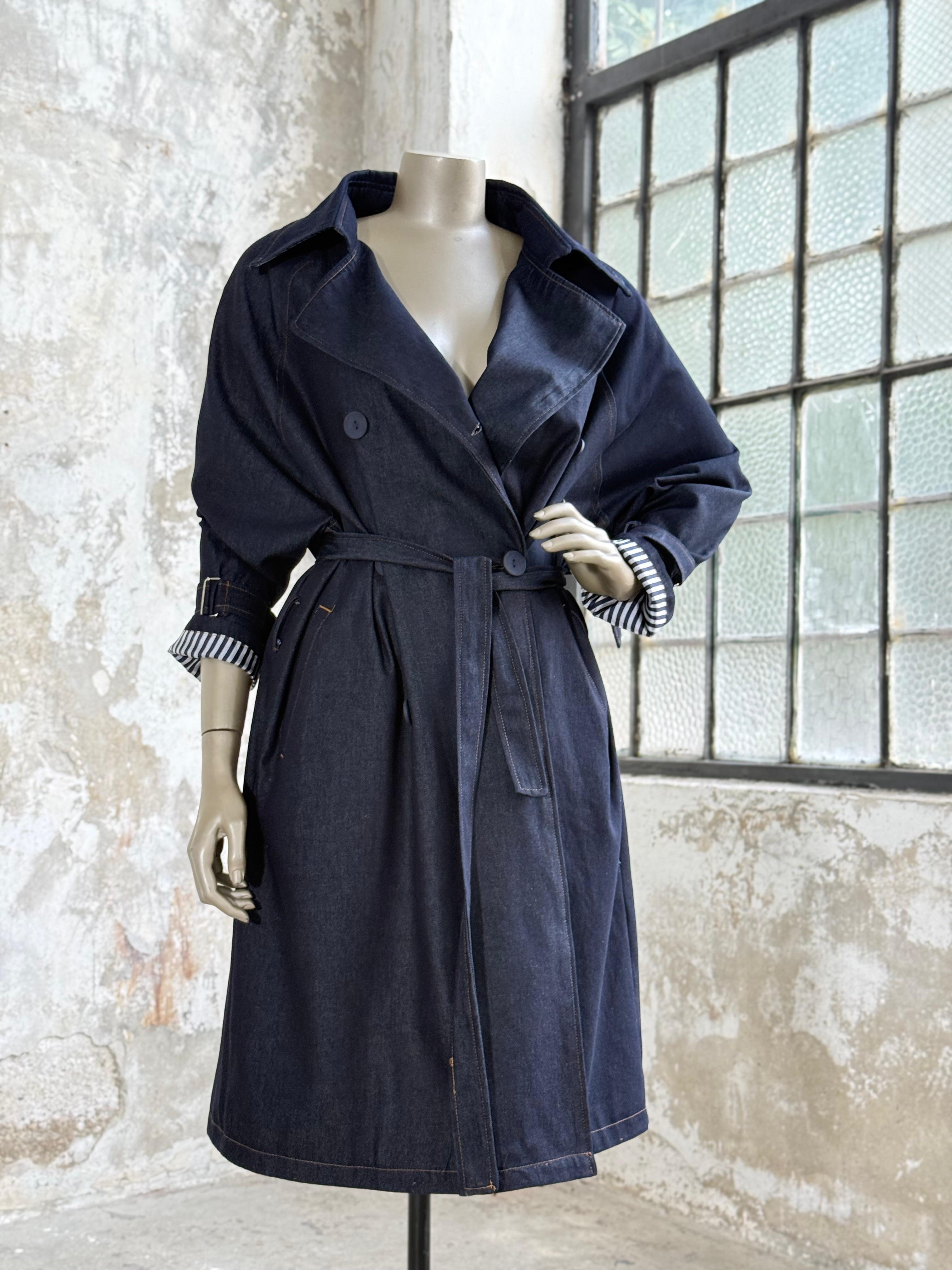 Astar Detaylı Denim Trençkot (Lacivert)