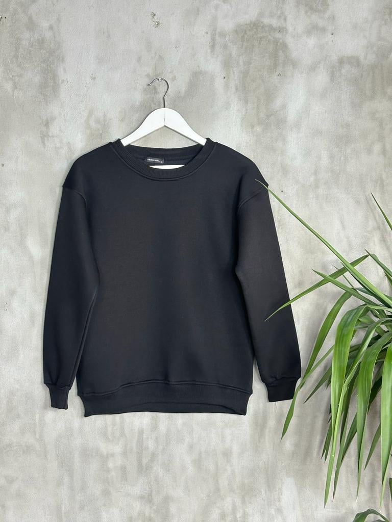 Basic Model Şardonlu Sweat (Siyah)