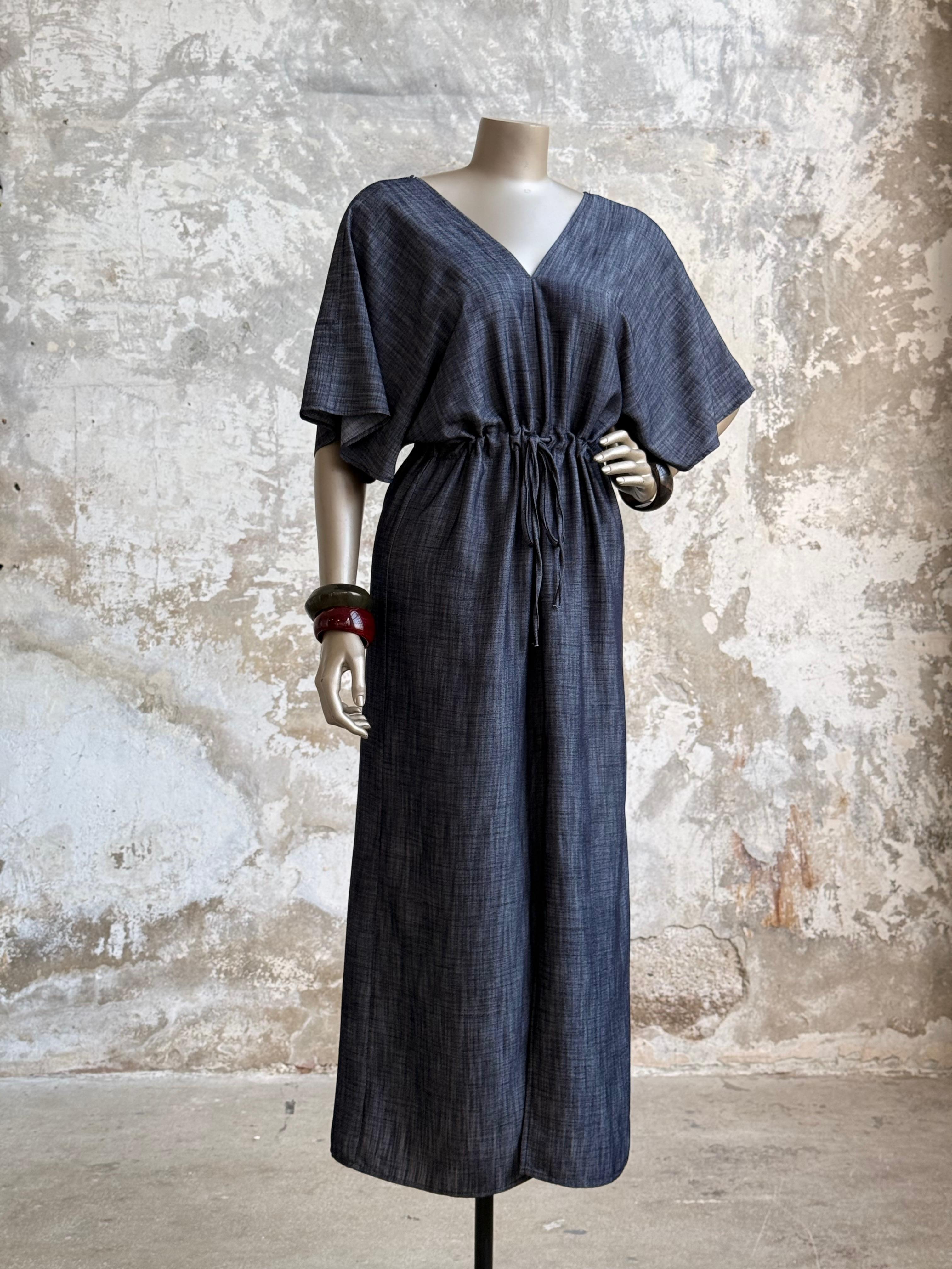 Bel Ayarlanabilir Büzgü Detaylı Elbise (Antrasit)