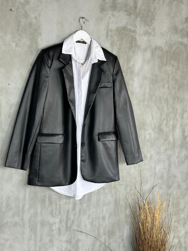 Blazer Deri Ceket (Siyah)