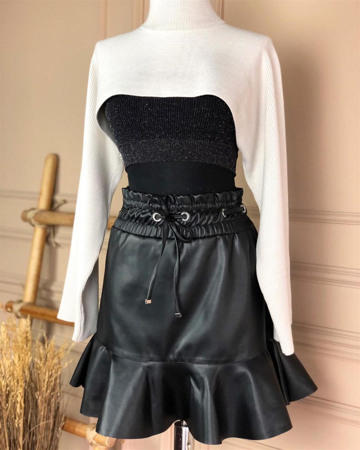 Boğazlı Kimono Kol Triko Bolero